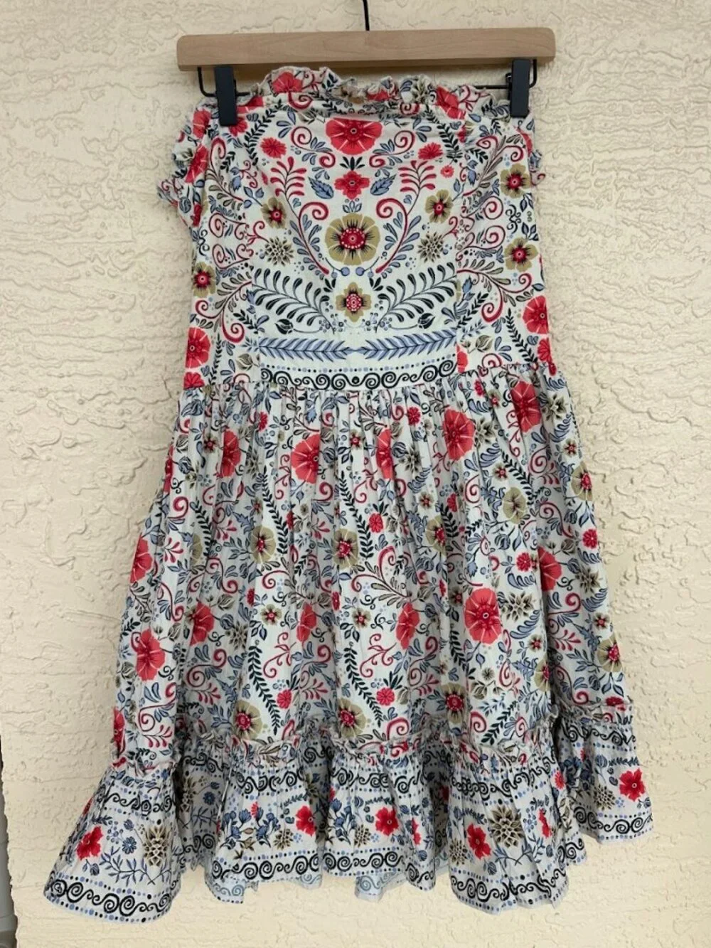 Anthropologie Forever That Girl Strapless Mini Dress L Floral Ruffle Boho - Picture 2 of 14